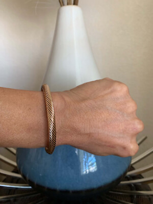 Rose Gold Pure Copper Magnetic Bangle Energy Power Balance Pain Relief Men Women
