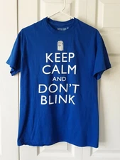 DOCTOR WHO Keep Calm and Don't Blink Mens Junior Blue T-Shirt Size M Medium