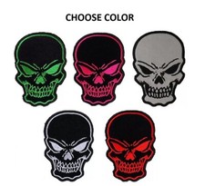 Choose Color 4-1/4" x 3" SKULL iron on patch Biker Vest