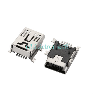 10PCS Mini USB SMD 5 Pin Female Mini B Socket Connector Plug CA