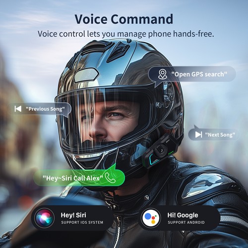 T1 PRO Bluetooth 5.4 Motorcycle Intercom Helmet Headset FM 2KM 6 Riders Stickers - Picture 9 of 17