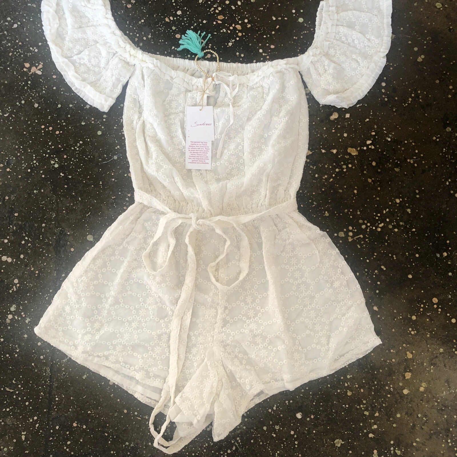 OFF WHITE Sundress Noa Romper Georgette Occhiello Cintura Bianca XS S Nuovo con etichette $141