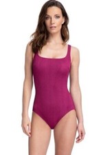 NEW GOTTEX Essentials Cosmos Cherry Square Neck One Piece Textured Swimsuit Sz 6