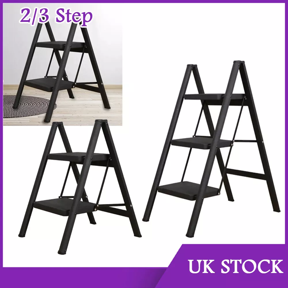 Aluminium 2 3 Step Ladder Folding Stepladder Safety Non Slip Stool