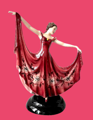 Keramos Goldscheider Wien Stephan Dakon Art Deco Tänzerin Keramikfigur 39CM 1935