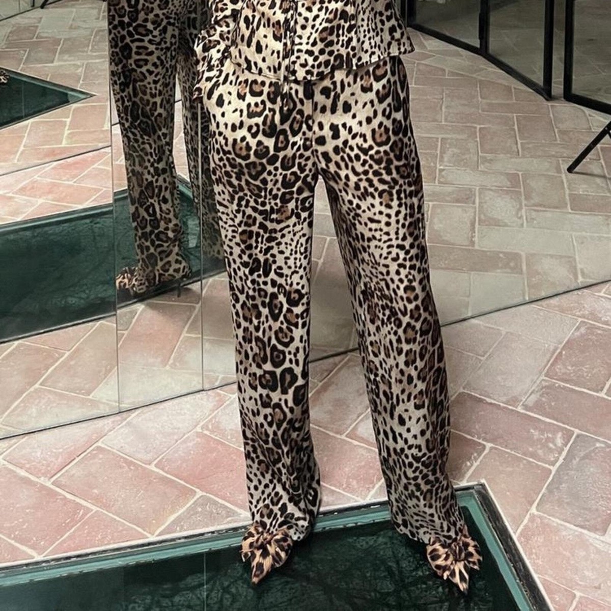 ZARA ANIMAL PRINT STRAIGHT LEG PANTS | eBay