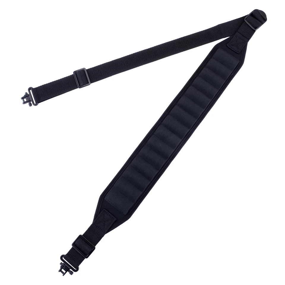 Black Shotgun Sling with 15 Shell Holder, 2 Point Non-Slip Adjustable Sling - Image 2 of 4