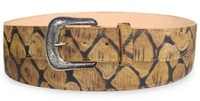 Handcrafted Full Grain Genuine Leather Cowboy Honey Pirarucu Mate Print Belt