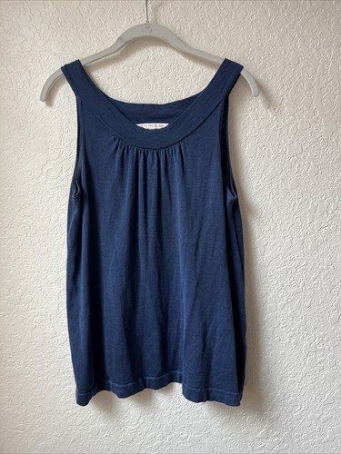 Tori Richards Blue Silk Blend Sleeveles Top Simple Elegant Size M