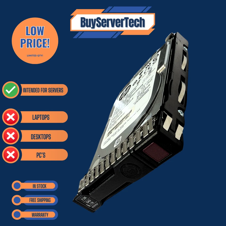 HP 1TB 6G SAS 7.2K SFF SC MDL G8 G9 HDD 652749-B21 653954-001 2.5 drive W/ Tray - Image 2 of 4