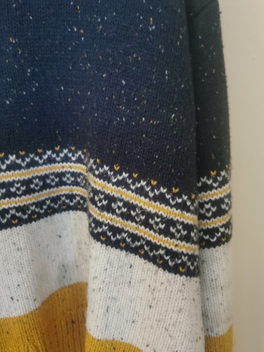 WEIRD FISH Ladies Navy Mix Cotton Blend Speckled Fairisle Chunky Jumper UK 14 - Picture 4 of 5