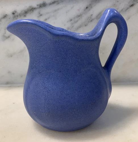 Vintage Niloak Art Pottery 4.5” Miniature Pitcher Creamer Matte Blue Glaze USA