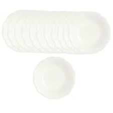 Dolls House Plain White Dishes Bowls Set of 12 Miniature Dining Room Accessory