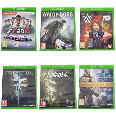 Microsoft XBOX One Spielepaket, Lot - Destiny, WWE, F1, Dishonoured, Fallout
