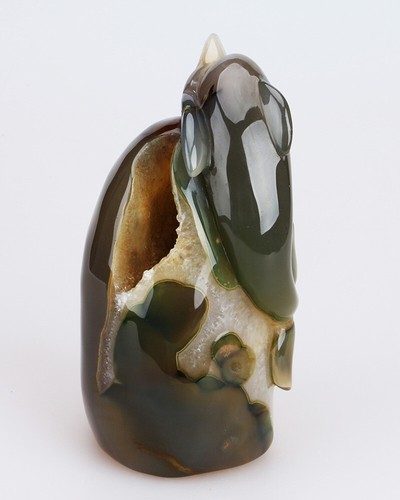 757g 5.1" Natural Geode Agate Quartz Crystal Hand Carved Dolphin Carving 0127 - Picture 4 of 8