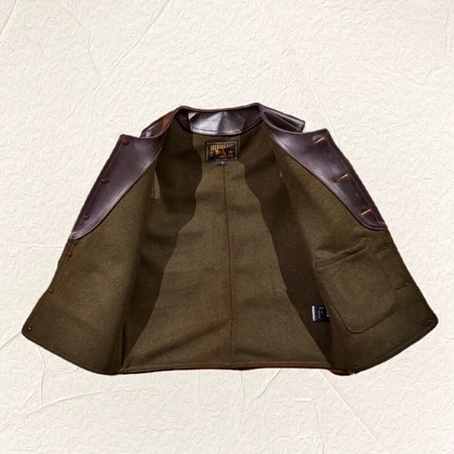 Mens Retro Waistcoat Vest Waxed Horsehide Horse Leather American Vintage Style - Picture 5 of 27