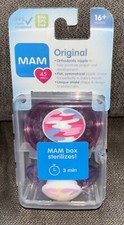 MAM Original 2-Pk Pink  Purple BPA Free Pacifiers W/Sterilizing Case 16 Months 