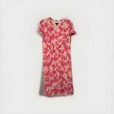 Talbots Dress Womens 12  Floral Midi Lined Flutter sleeve Pink Flowy Sundress