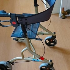 Z-Tec 4 Wheel Rollator Walker Foldable Seat Backrest Handbrakes (Champagne)