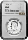 1964 50C Silver Proof Kennedy Half Dollar NGC Graded PF 68 in New Holder