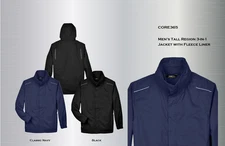 CORE365 Men's Tall Region 3-in-1 Jacket with Fleece Liner - 88205T