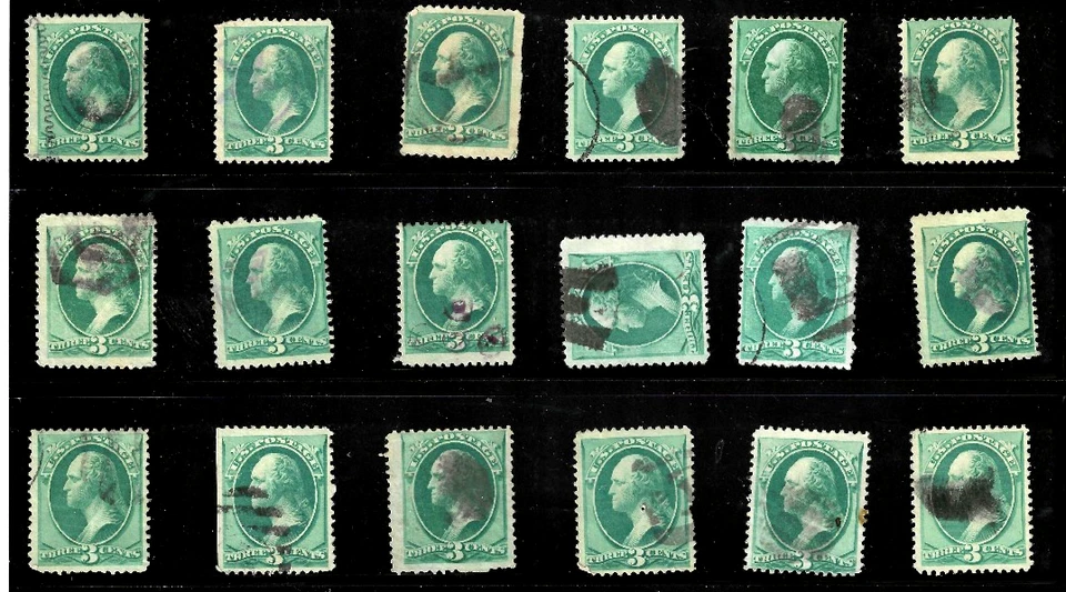 Collection 42 Sc #147 158 184 207 Shades Fancy Cancels 3 Cent Washington US 32-6 - Image 3 of 4