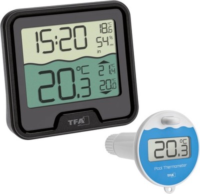 TFA Dostmann Digital Funk Poolthermometer schwimmend Wassertemperatur schwarz