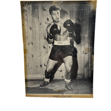 Vintage Rocky Marciano Boxing Photo Black White Original Mounted Training Pose