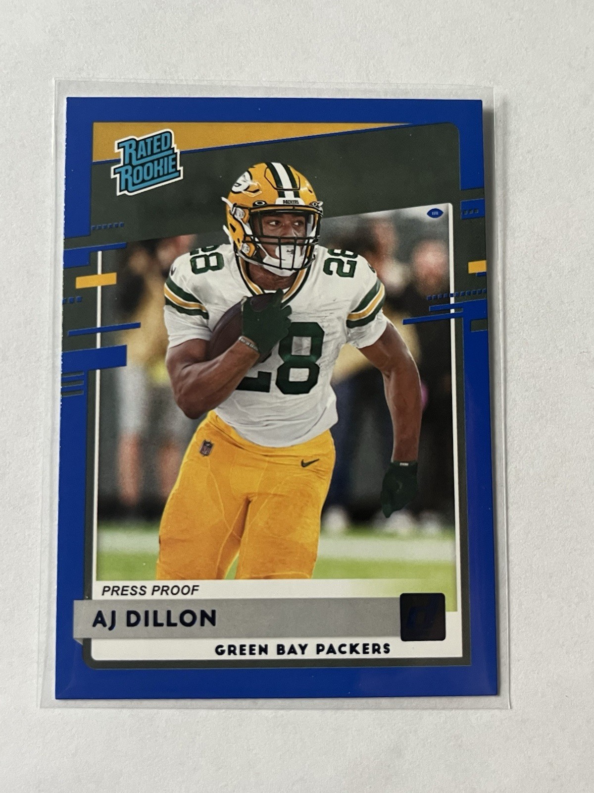 2020 Panini Donruss - Rated Rookie AJ Dillon #324 Press Proof Blue (RC)