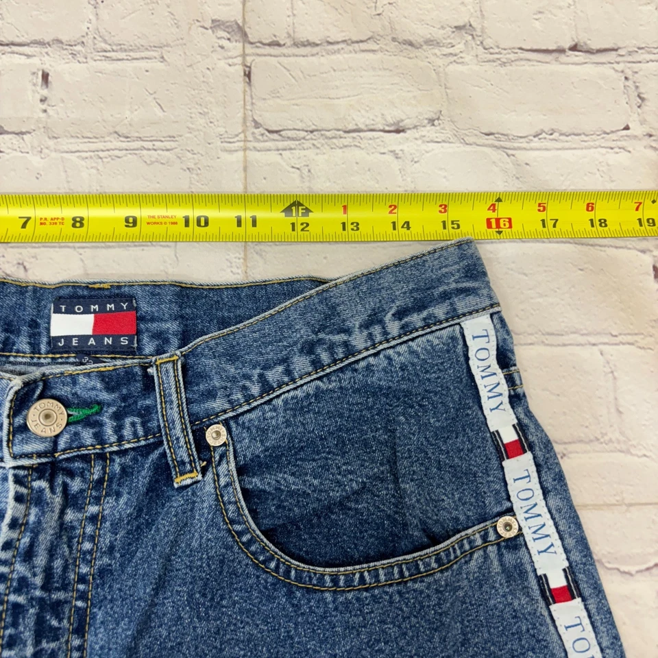Pantalones Cortos Vaqueros Vintage Tommy Hilfiger Hombres Talla 32 Sueltos Y2K Utility C025-4 Foto 4 de 4