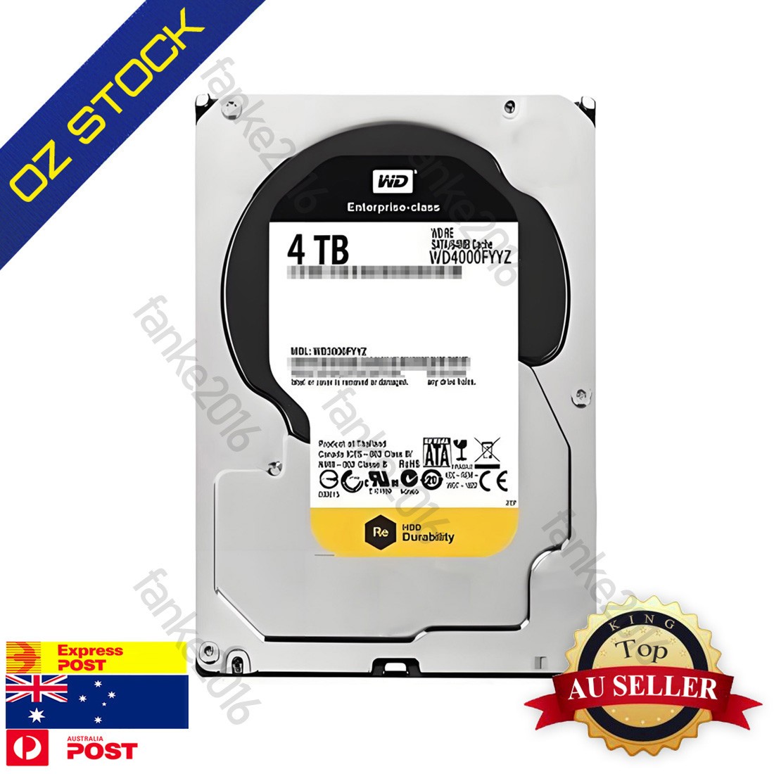 Western Digital WD4000FYYZ Gold 4TB Enterprise Hard Drive 7200RPM 64MB SATA