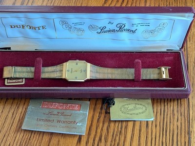 Vintage Lucien Piccard Dufonte Watch Diamonds Gold Tone w  display picture 1