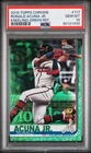 2019 Topps Chrome Ronald Acuna Jr Kneeling Var SP Green Refractor PSA 10 /99