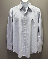 Vtg 90s Polo By Ralph Lauren Alcott Shirt Mens Large 16.5 Blue White Stripe