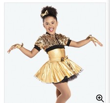 Jazz/Tap/ Dance Costume - Revolution - Adult Medium - Gold W/Gold Sequins Jacket
