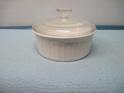 Corning Ware F-5-B Französisch Weiß Runde Auflaufform 1,6 Lt mit Pyrex Deckel G-5-C - Bild 2 von 8