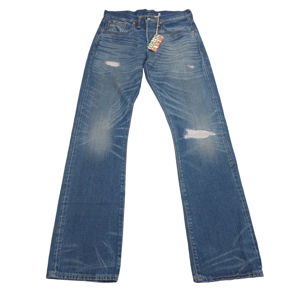 Pantalones de mezclilla RRL Double RL ajustados Bootcut Ridgeway sarga azul ribete para hombre 36 X 32 Foto 4 de 4