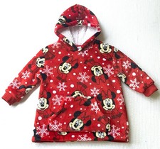 Disney Junior Minnie Mouse Soft Plush Hoodie Girls 4T Red Snow Winter Fleece