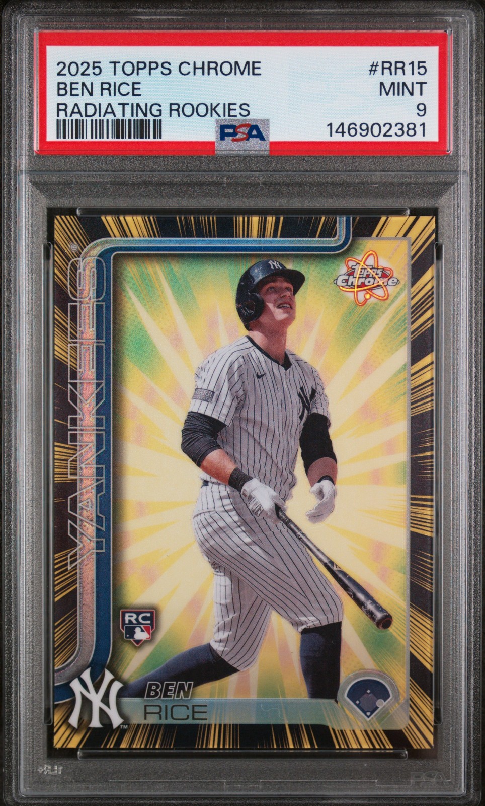 2025 Topps Chrome Radiating Rookies #RR15 Ben Rice RC ROOKIE SP YANKEES
