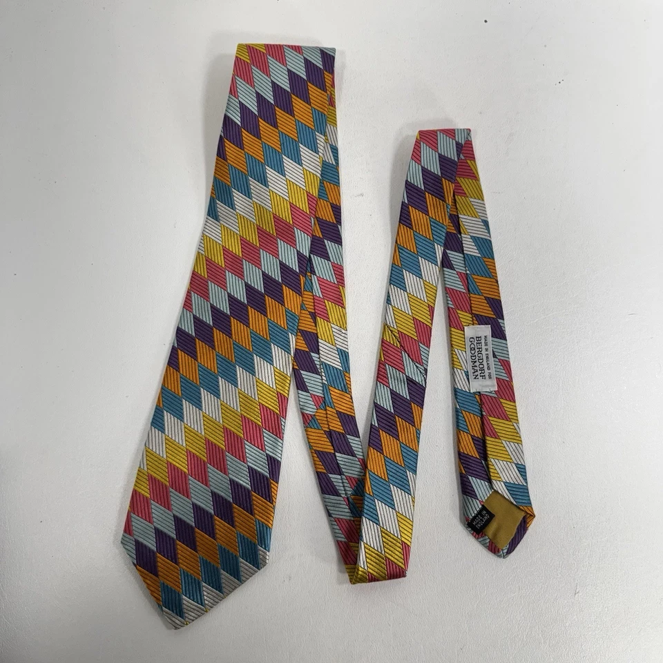 Richard James Bergdorf Goodman Multi-Color Diamond Pattern All Silk Tie - Image 2 of 4