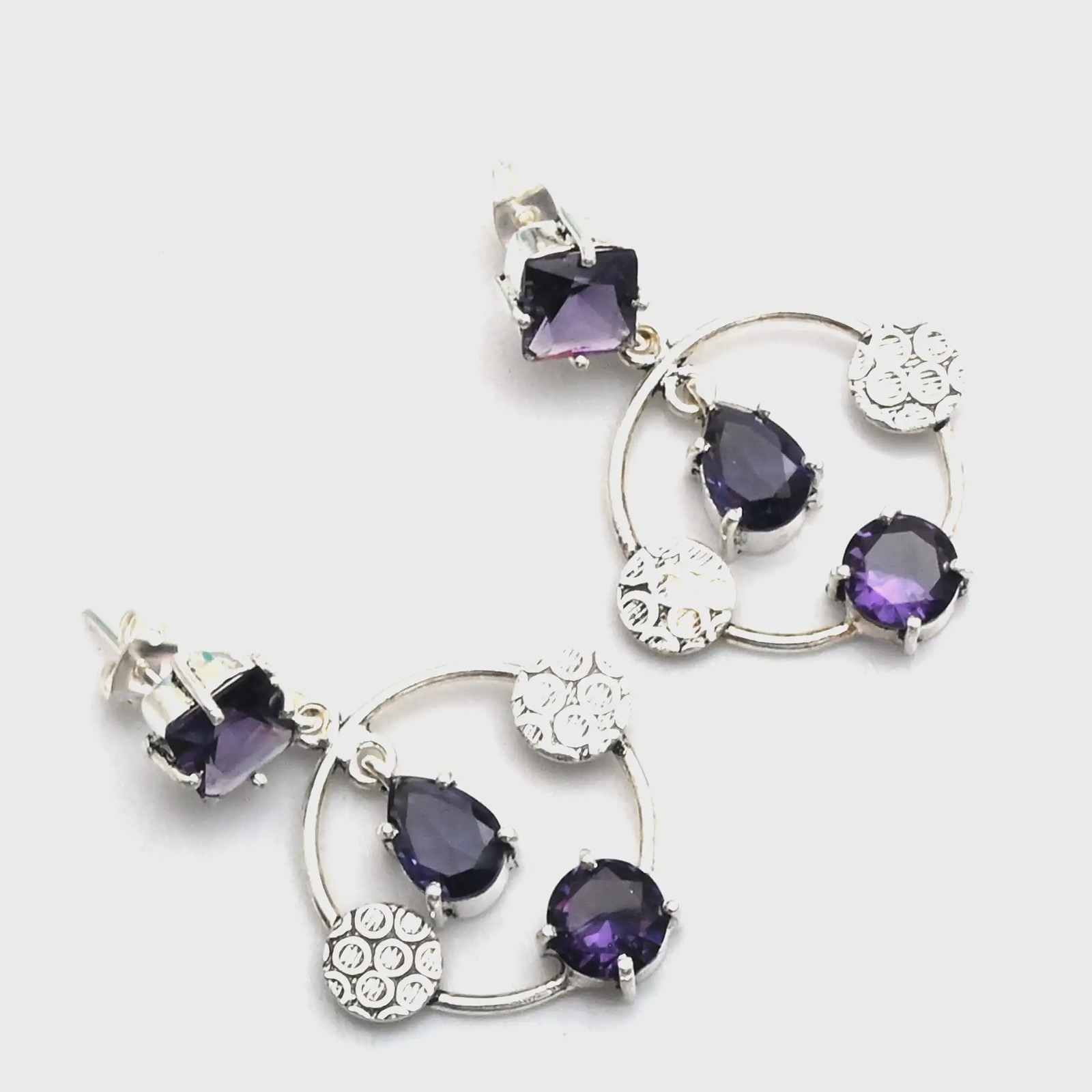 Amethyst Gemstone Handmade Stud Earrings Jewelry Gift For Women 1.4