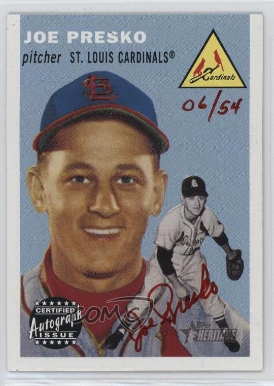 2003 Topps Heritage Real One Auto Red Ink 4/54 Joe Presko #RO-JP Auto 0t2