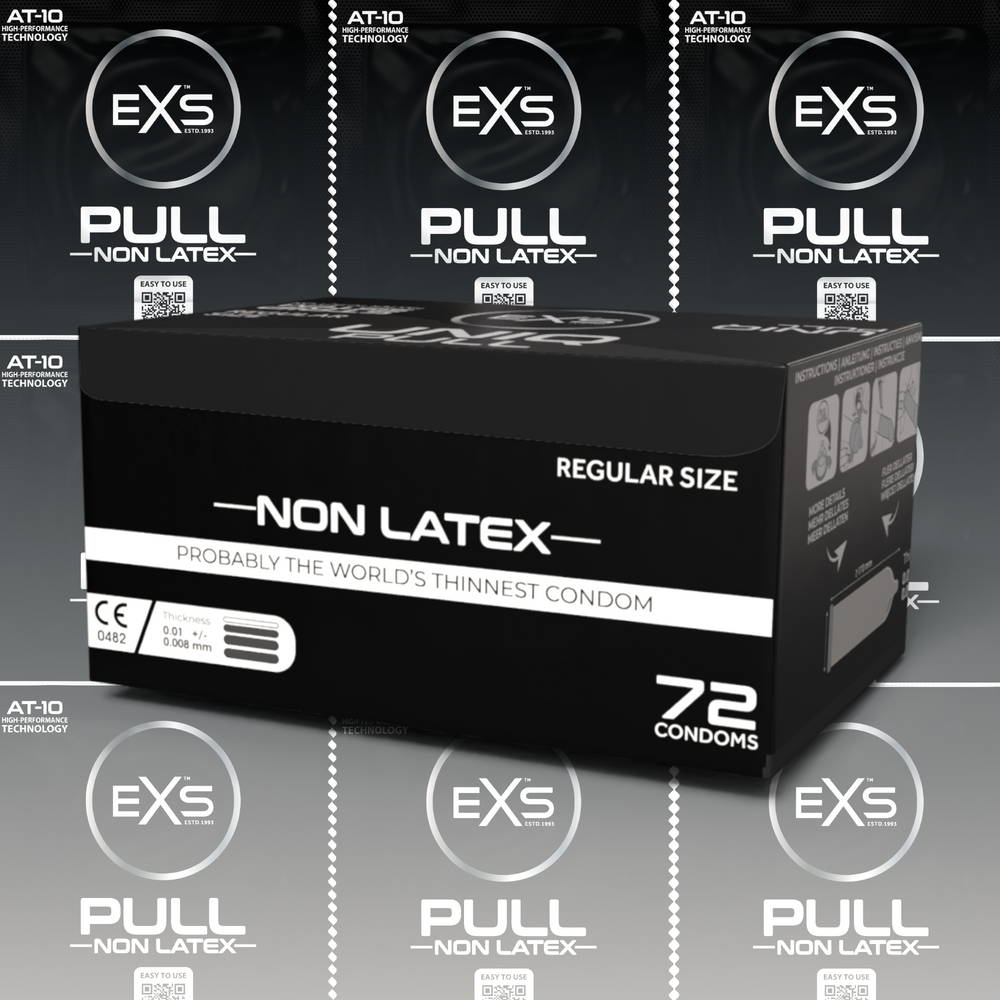 72 x EXS Pull Non-Latex Condoms | Thinnest Quality Condoms | 0.008mm Thickness