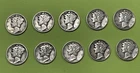 Mercury Dimes 90 Percent Silver Various Dates, Pack of 10