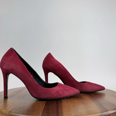 Womens The Kooples Red Suede Slip On Pointed Toe Stiletto Heels Size EU 39