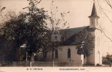 Elizabethtown IN Indiana c1910 M.E. Church Building RPPC Photo Postcard COPY
