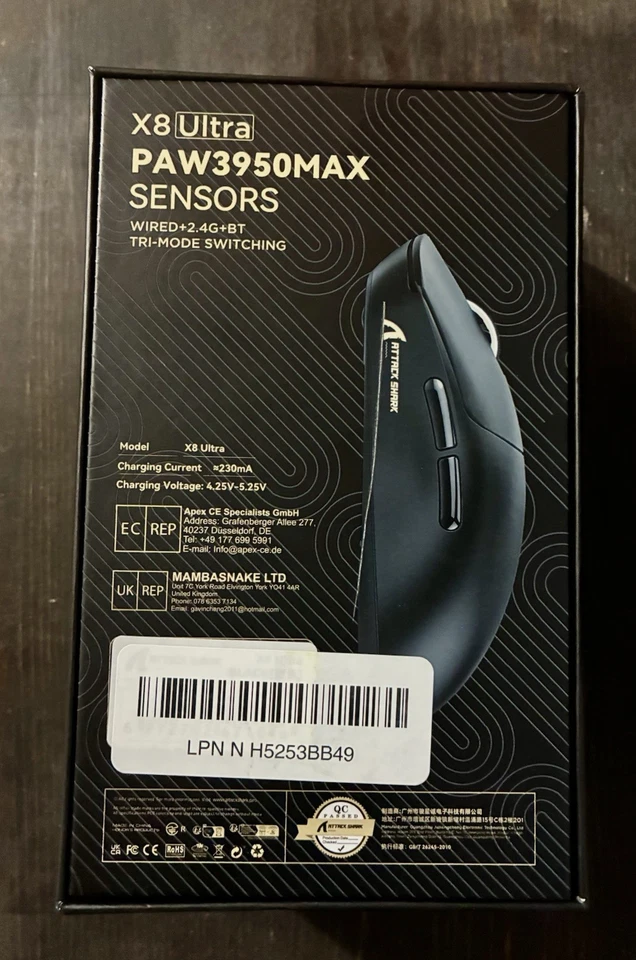 Ratón para juegos Attack Shark X8-ULTRA - Receptor 8K - Negro - Conexión trimodo Foto 4 de 4