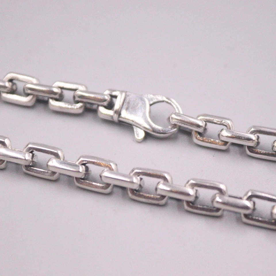 Real S925 Sterling Silver Chain Men 7mm Square Cable Link Chain Necklace 22inchL - Image 4 of 4
