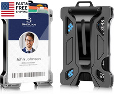 ID Badge Holder with Retractable Clip, Credit Card Holder, Keychain Wallet, Na