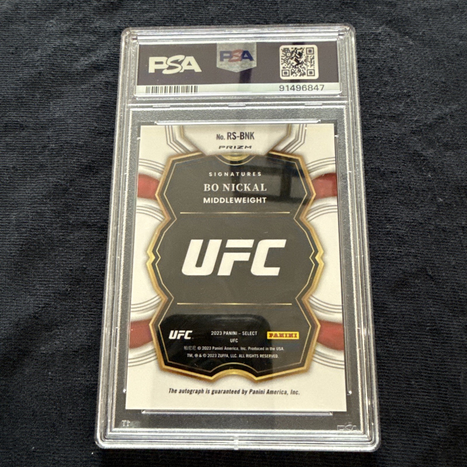 2023 PANINI SELECT UFC RC SIGNATURES #RSBNK BO NICKAL PSA 10 view 2
